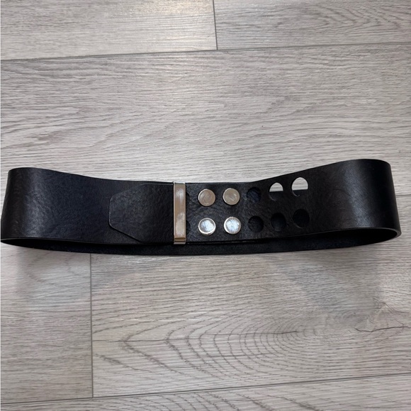 Brave Leather Belt Sz 30 Black Silver Stud Statement Made In Canada Punk Grunge main image 7